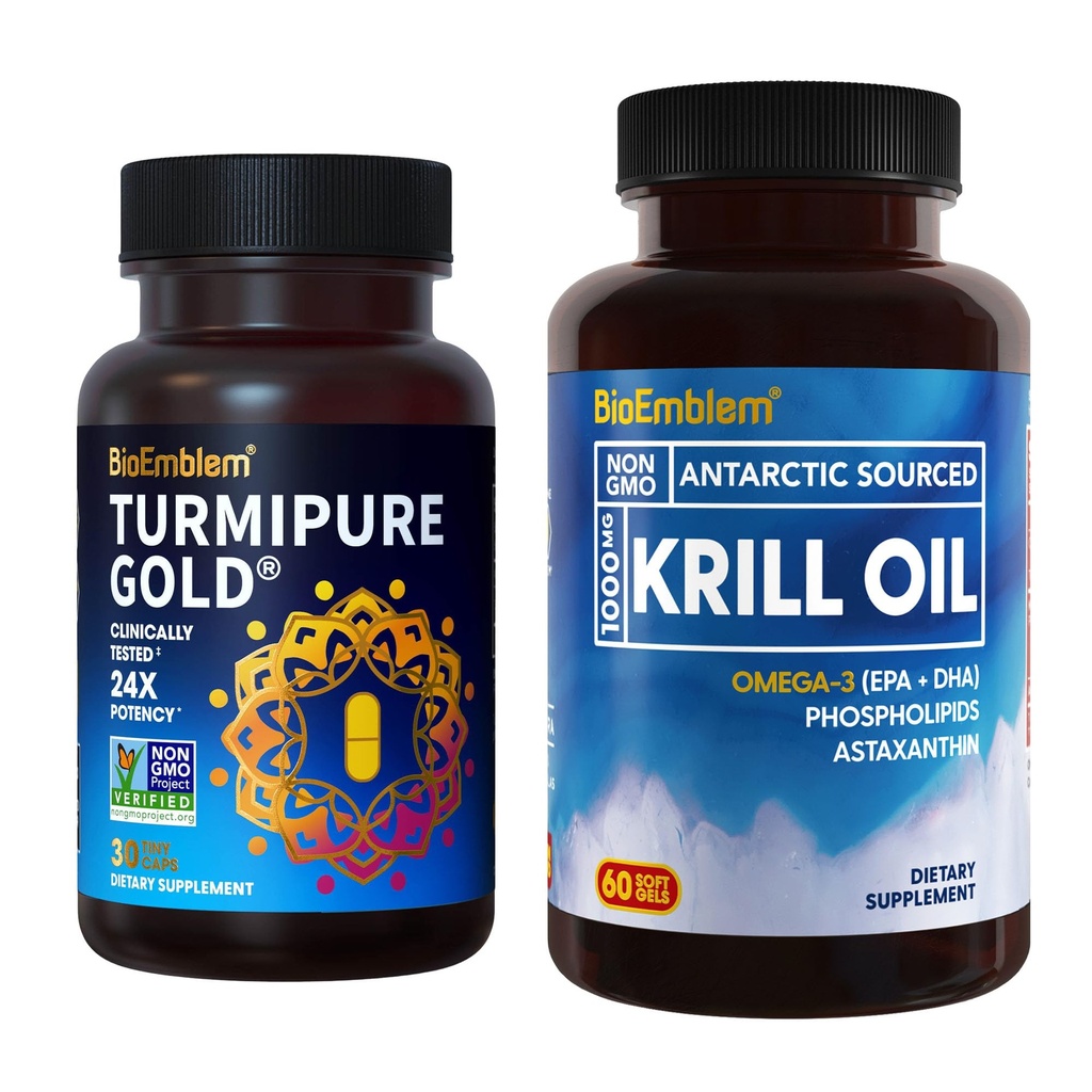BioEmblem Antarctic Krill Oil Supplement Turmeric Curcumin는 임상적으로 TurmiPure를 장식했습니다.