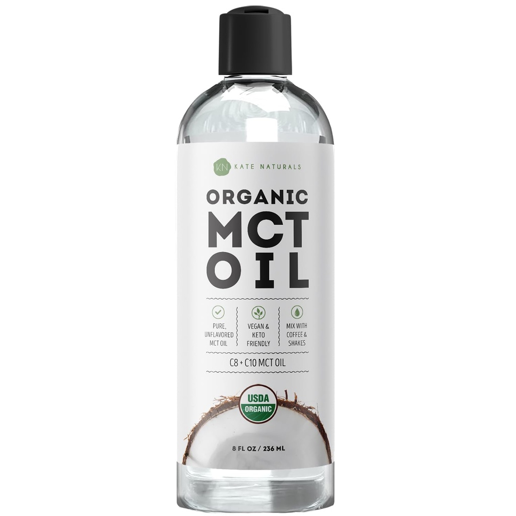 Kate Naturals MCT 오일 커피. 순수한 코코넛 MCT C8 및 C10 기름 (8oz, 유기, 불완전한)