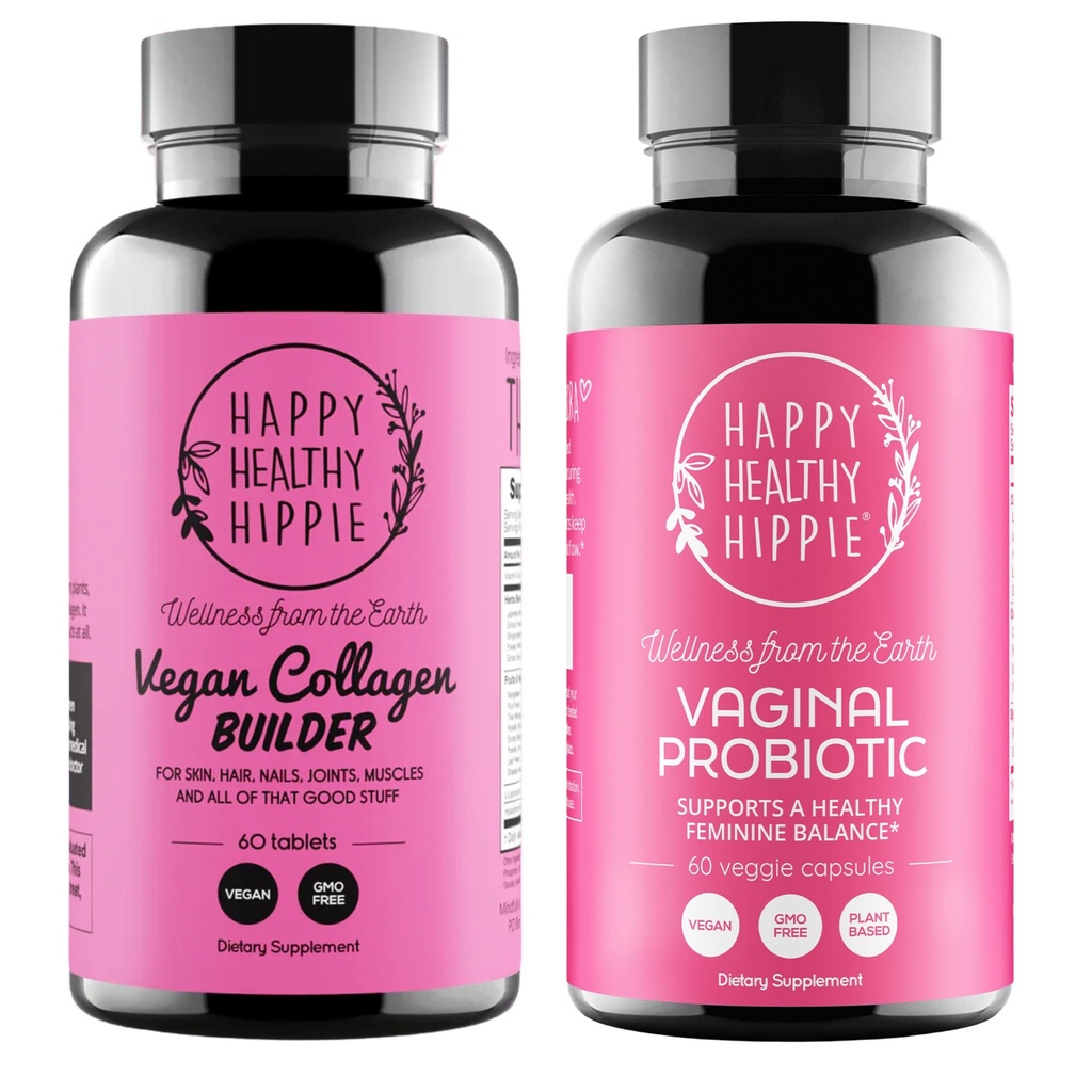 여성을위한 행복한 건강한 Hippie 질 Probiotics & Vegan Collagen Builder Collagen 알약