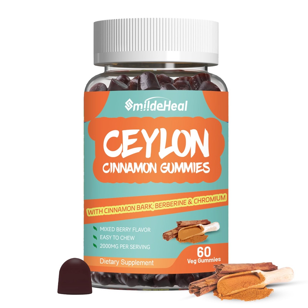 설탕 자유로운 Ceylon Cinnamon Gummies 2000MG의 크롬과 Cinnamon Bark, Vegan, 비 GMO, 글루텐 자유로운, 60의 Gummies를 가진 계피