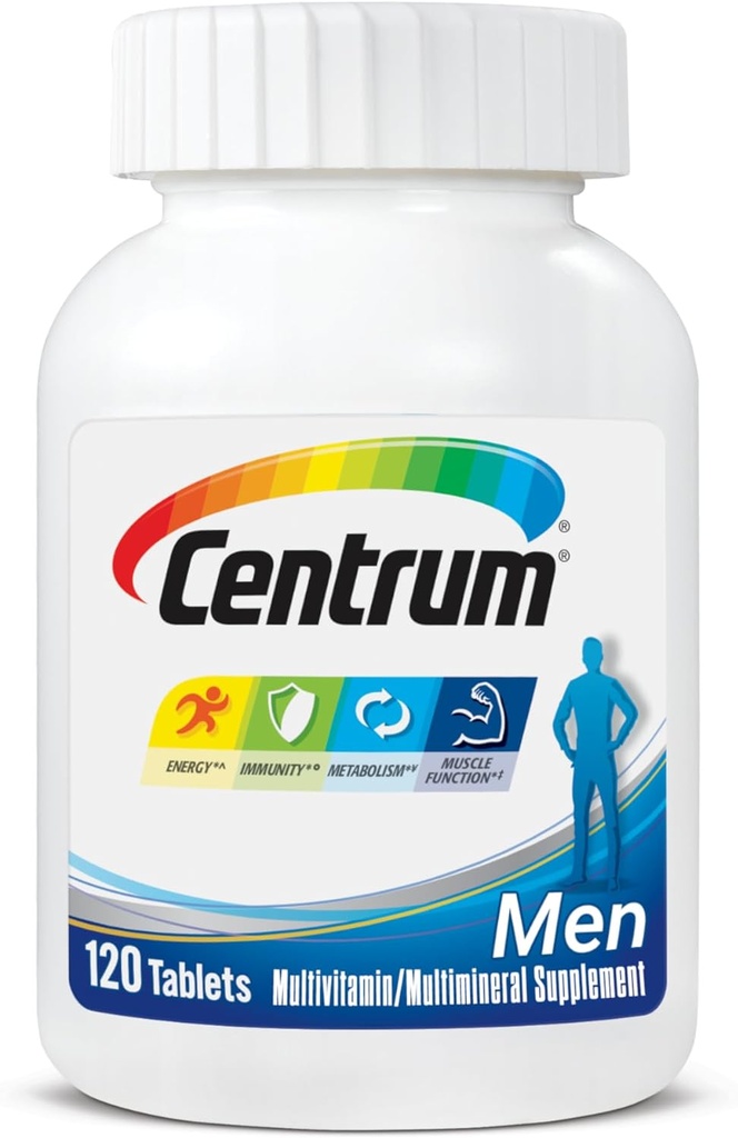 Centrum Multivitamin 남성, 비타민 D3, B 비타민 및 산화 방지제, 글루텐 무료, 비 GMO 성분을 가진 Multivitamin/Multimineral 보충교재 - 120 조사