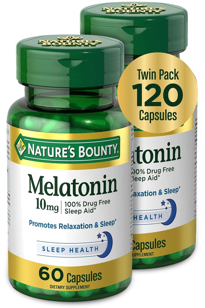 자연의 현상 Melatonin, 휴식 및 수면 건강, 10mg, 캡슐, 60 Ct (2 팩)을 촉진