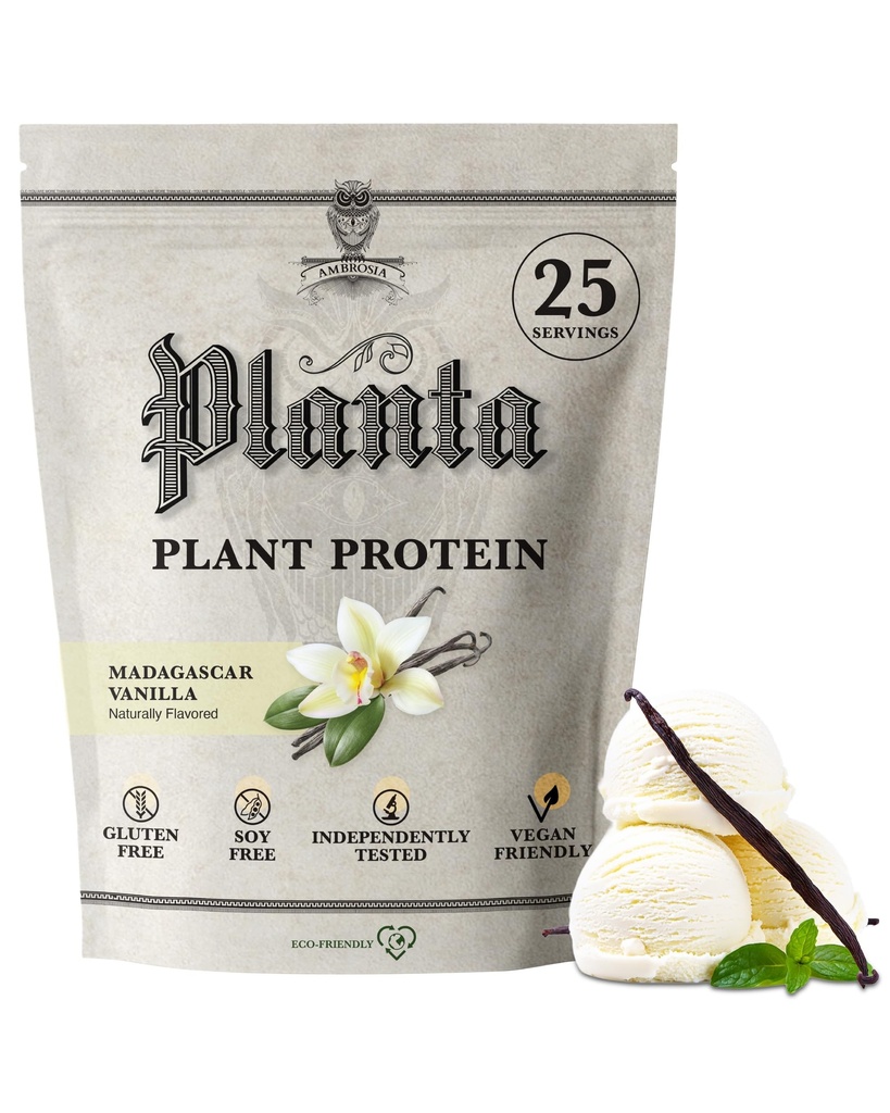 Ambrosia Planta - 프리미엄 플랜트 기반 단백질 | Vegan & Keto Friendly | Bloating or Stomach Upset | 글루텐 & Soy Free | 추가 설탕 | 25 인분 | 반라일