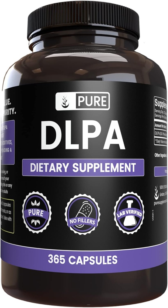 순수한 본래 성분 DL-Phenylalanine DLPA (365의 캡슐) 마그네슘 또는 밥 충전물 없음, 항상, 확인되는 실험실