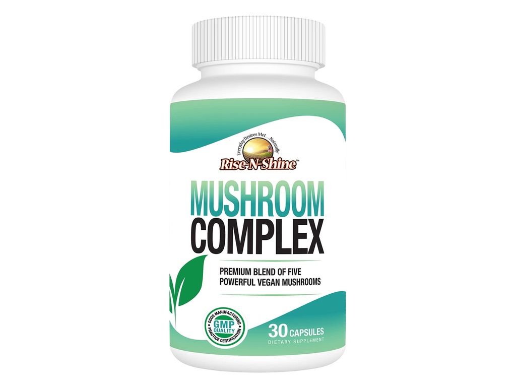 Clarity & Focus를 위한 Rise-N-Shine Mushroom Complex 보충교재 - Immune 지원 w/Lion의 Mane, Reishi, 버섯, Chaga, Maitake & Shiitake Mushroom - 30 일 공급 - 30의 캡슐