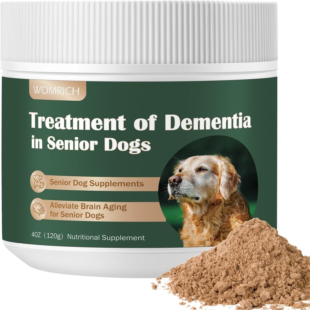 시니어 개는 Dog Dementia Supplement Mushroom Powder for Dogs 120g을 보충합니다 | Dogs Addresss Getting Lost, Social Withdrawal | Canine Cognitive Dysfunction
