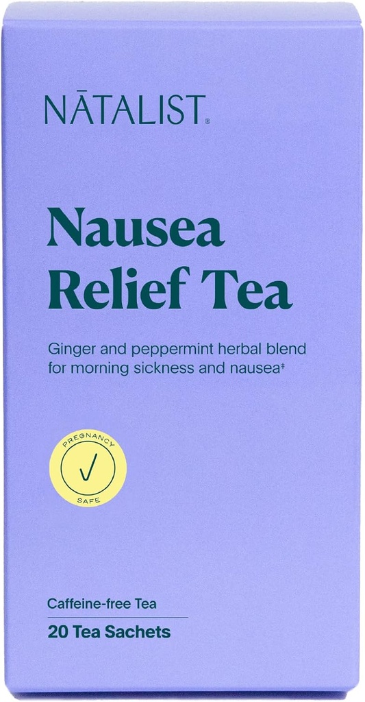 NATALIST Nausea Relief Tea Ease Pregnancy Morning Sickness Calming Plant-Based Comfort Blend for Women - Digestive Soothing Organic Ginger & Peppermint - Vegan, Gluten-Free, Caffeine-Free - 20 가방