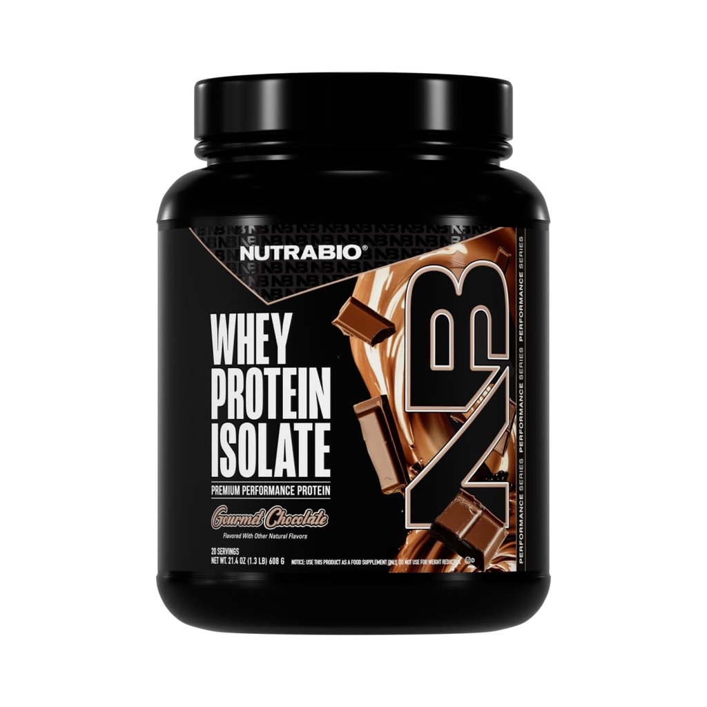 NutraBio 100 % Whey Protein Isolate Protein Powder, 25g Protein with Complete Amino Acid Profile, Non-GMO, Soy & Gluten 무료, 낮은 Carb, 낮은 Calorie Whey Protein Powder, Gourmet Chocolate, 2 Lbs