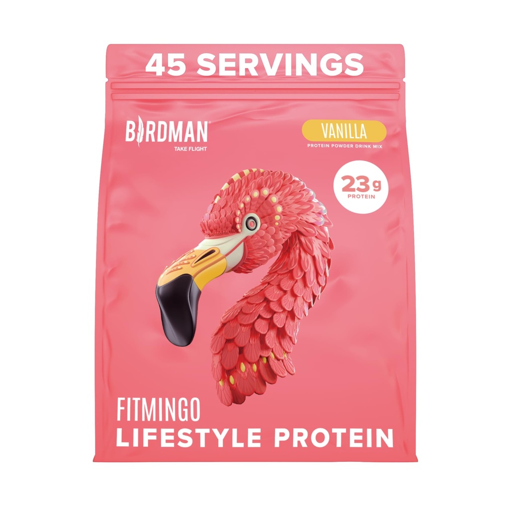 BIRDMAN Fitmingo Vegan Protein Powder with Inositol, Collagen Boosters, Hyaluronic Acid and Vitamins | 낮은 Carb, Dairy Free, Low Calorie | 23g 플랜트 기반 블루베리 단백질 파우더 Myo-Inositol