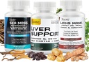 바다 모스, 블랙 씨 오일, 버섯 & 허브 보충 사자 Mane, 터키 꼬리, Reishi, Cordyceps, Chaga, 및 Liver Cleanse 및 Detox 및 수리 - 우유 이틀, 모든 Supplment (3 패키지).