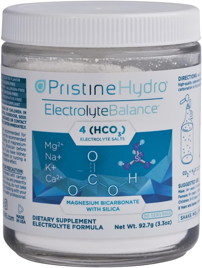 마그네슘은 PristineHydro®에 의해 전해질 보충교재 — 마그네슘 비탄산염과 실리카를 가진 Electrolyte Balance® — 몸 성과를 극화하기 위하여 긴요한 Nutrients를 보충합니다 (90의 서빙 분말)
