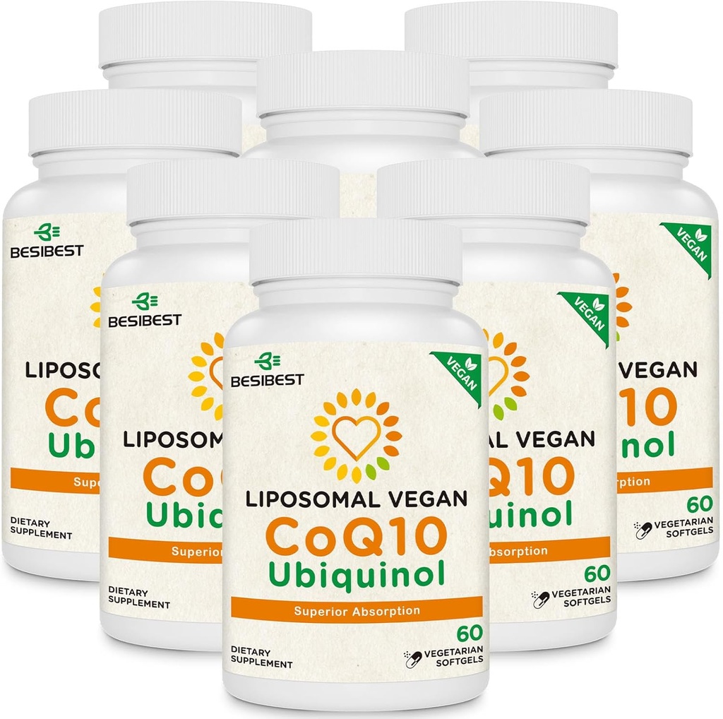 1000mg Liposomal CoQ10 Ubiquinol, 480 Vegan Softgels, 높은 흡수 Ubiquinol CoQ10 보충교재, 심장 기능 & 에너지 생산을 위한 Coenzyme Q10의 활동적인 산화 방지제 모양