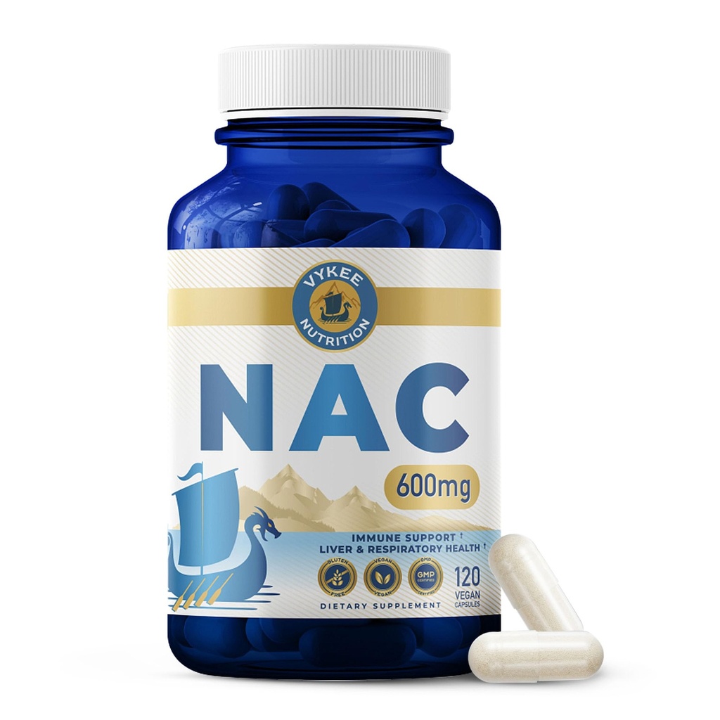 Vykee 영양 NAC 캡슐 600 mg N 아세틸 L Cysteine - Liver 건강 지원 및 면역 균형을위한 매일 NAC 보충 - Vegan Non-GMO - 120 캡슐