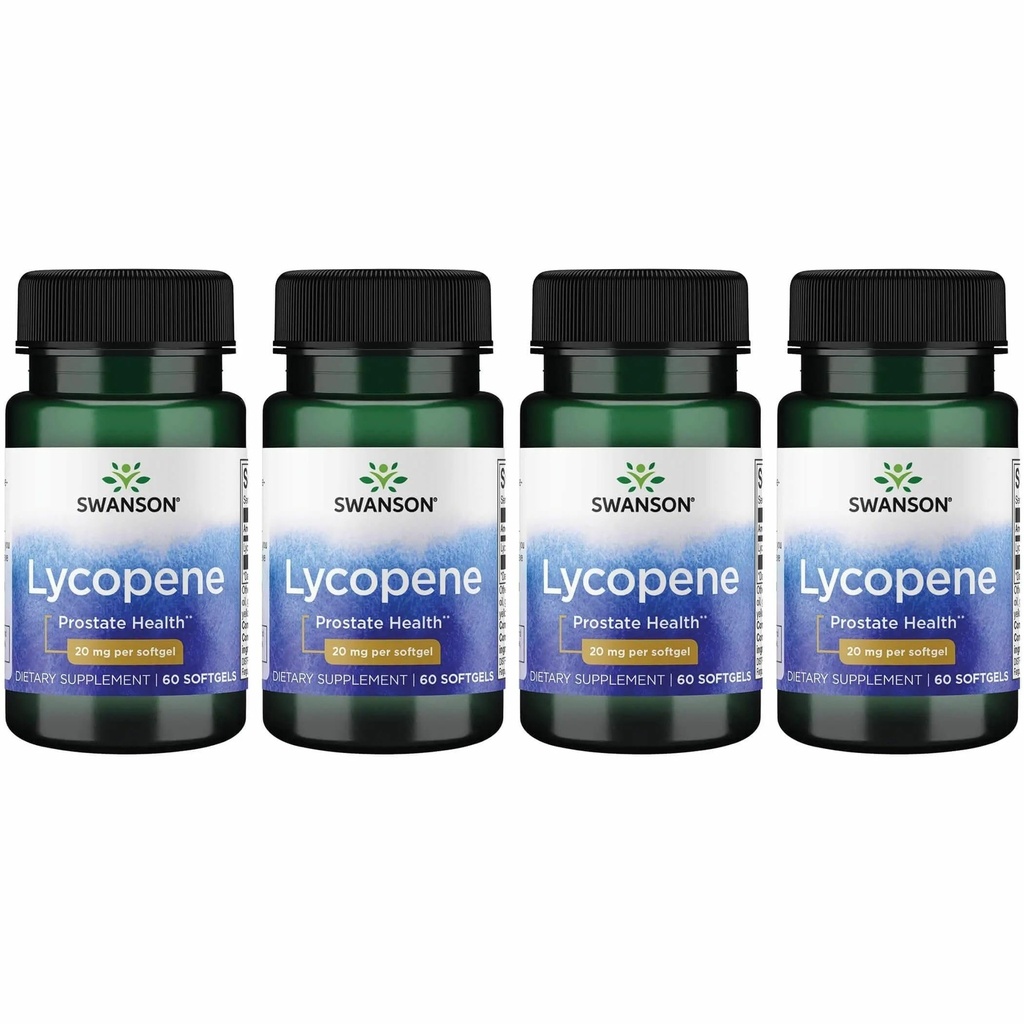 Swanson Lycopene - 전립선 건강 증진, 심장 건강 및 정상 범위 내의 혈압 지원 - 남성 건강 보충 - (60 Softgels) 4 팩