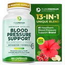 Hawthorn Berry, Hibiscus, Garlic & Vitamin B12- 정상적인 심장 건강, 순환 건강 및 혈압 지원을 위한 Nitric 산화물 보충교재를 가진 PurePremium 혈압 보충교재 - 180ct