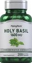 Piping Rock Holy Basil Capsules | 1600 mg | 200 알약 | 허브 리프 추출물 | 여성과 남성용 보충 | Ocimum Tenuiflorum | Non-GMO, 글루텐 프리