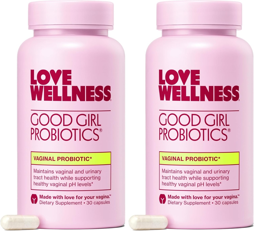 Love Wellness Good Girl Probiotics | 여성 질 건강 및 pH 밸런스 보충 | 우린 트랙, 효모, 냄새 및 면역 지원을위한 9-Strain Probiotic | 글루텐 프리 | 60 CT, 60-Day Supply