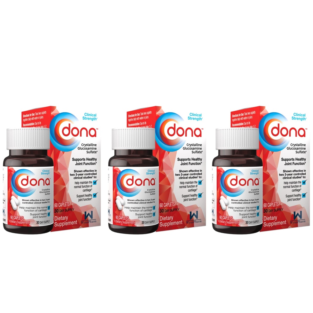Dona 크리스탈 글루코사민 황산염, 750 Mg의 무릎 안락 & 합동 건강 지원, 750 Mg, 60 조사 (3 팩)를 위한 합동 보충교재 알약