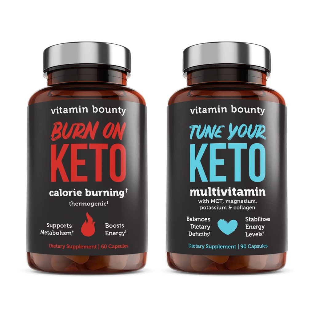 비타민 Bounty 당신의 Keto 및 Keto 번들에 굽기 - Keto Multivitamin, 여성과 남성, 프리미엄 라즈베리 케톤, 에너지 지원 - 번들 60 캡슐 각각
