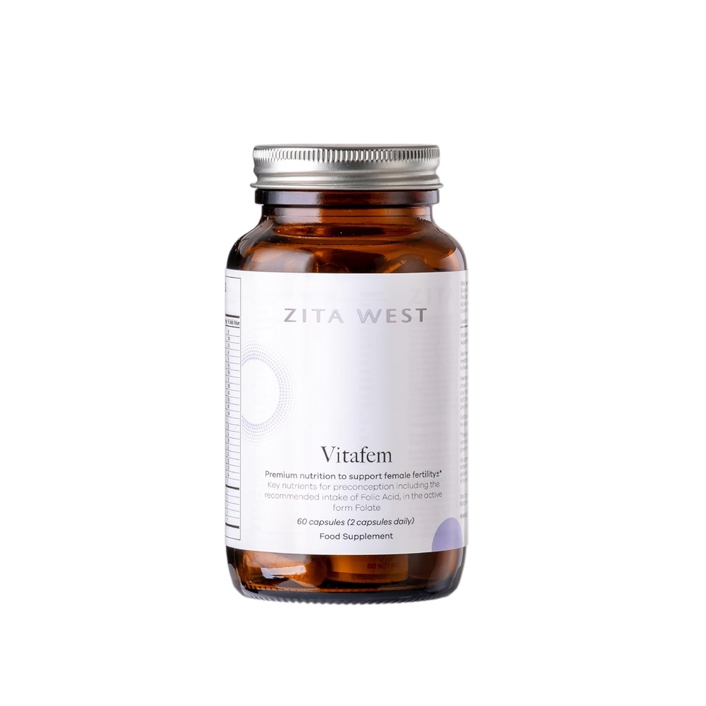 Zita West Vitafem Premium Fertility Supplement for Women - Preconception Support 용 Folate가있는 예비 비타민 - 60 캡슐 (1 개월 공급)