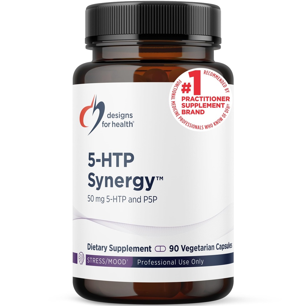 비타민 B6 (P-5-P)를 가진 건강 5-HTP 50mg를 위한 디자인 - 5-HTP Synergy 50 mg 보충교재 - Serotonin Precursors는 건강한 계류 + 식욕 (90 캡슐)를 지원합니다