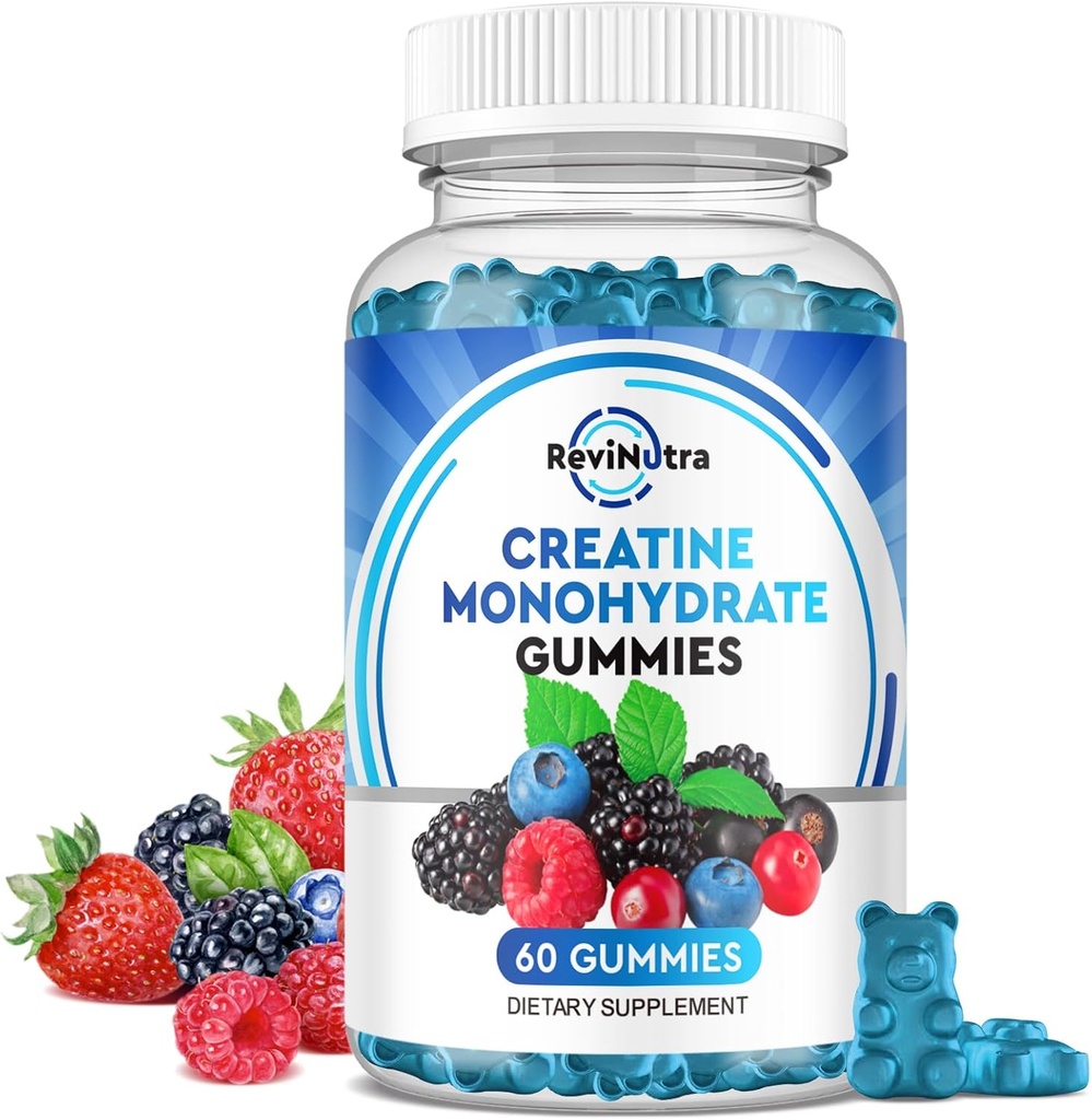 Creatine Monohydrate 남자 & 여자를 위한 Gummies, 근육 성장을 위한 비타민 B12를 가진 Chewables Creatine Monohydrate & 회복 가건, 혼합 베리 풍미, 60 Gummies