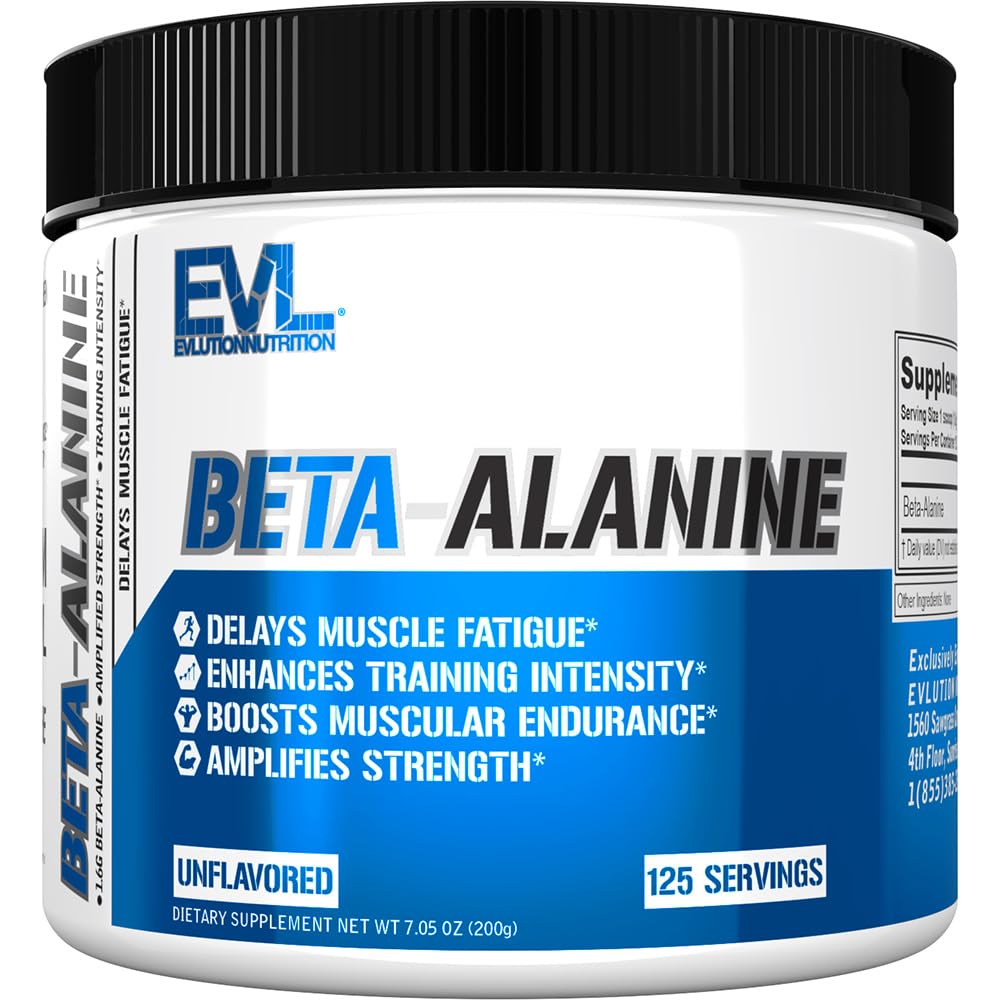 Evlution Nutrition Beta-Alanine - 근육 내구시간, 강렬한 훈련 및 힘 지원 - 봉사 당 1.6g 순수한 베타 알라닌 - 회복 - 규정식 보충교재 - 불쾌한 분말 - 125의 서빙