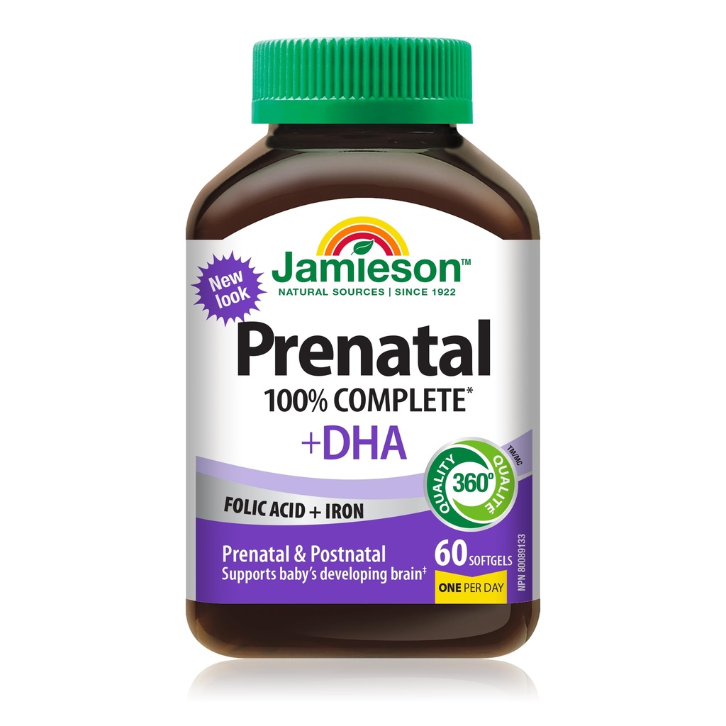 Jamieson PRENATAL DHA 보충 60 Softgels를 가진 완전한 Multivitamin