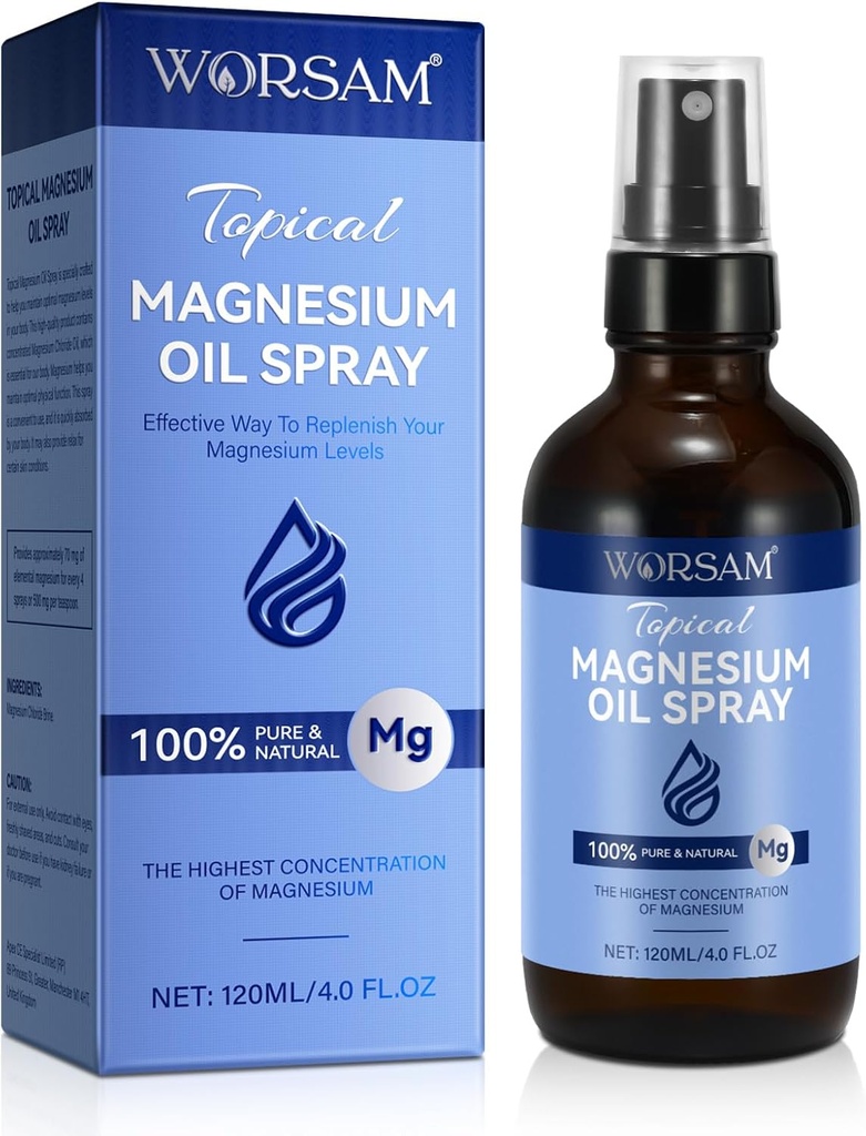 발 (4 fl oz)를 위한 마그네슘 기름, 마그네슘 살포, 100% 순수한 & 유기 자연적인 마그네슘 염화물 기름 유리 병, 발을 위한 화제 마그네슘 살포 기름, 120ml를 사용하게 쉬운