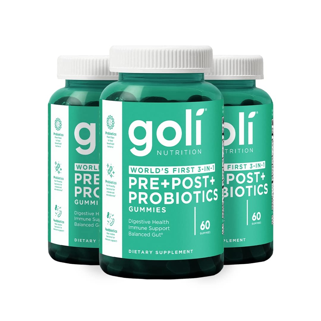Goli 영양 보충교재, Pre+Post+Probiotics 거미 - 180 조사 - 세계 첫번째 3에서 1 글루텐 자유로운, Vegan, 비 GMO 및 젤라틴 자유로운.