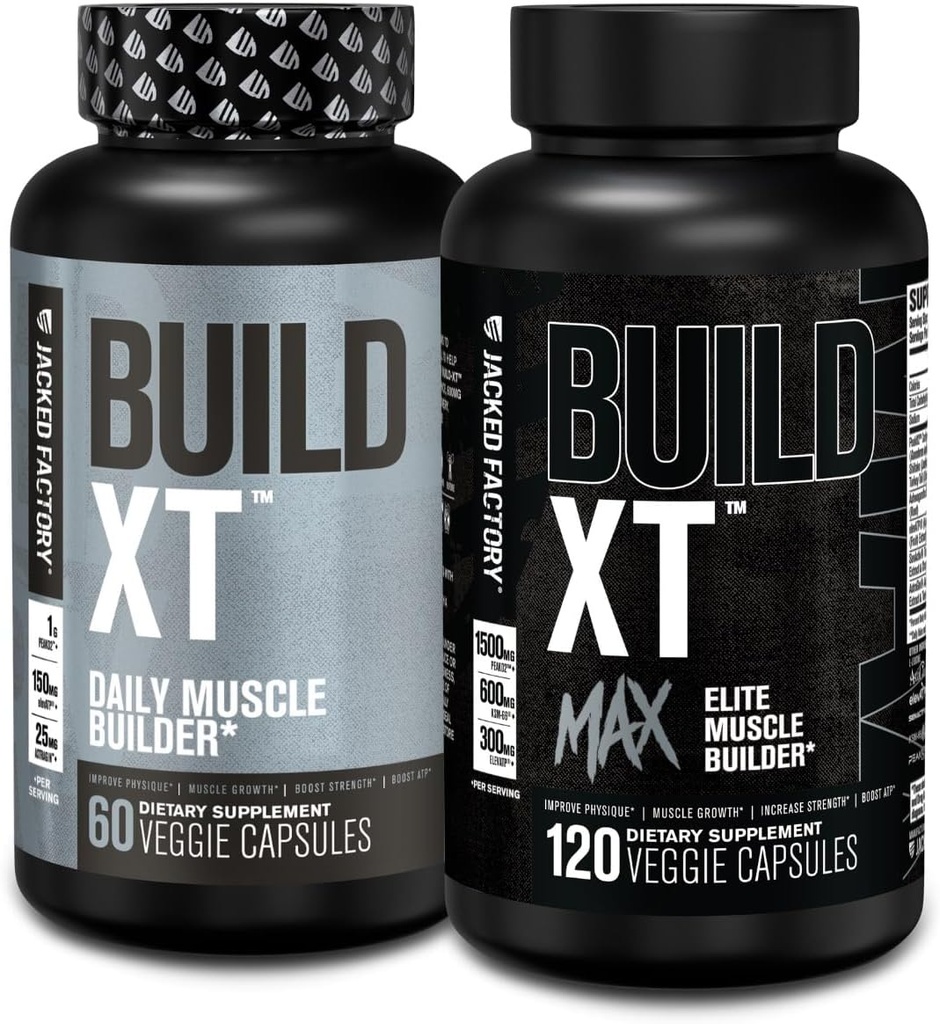 Jacked Factory Build-XT Daily Muscle Builder (60 카운트) Build-XT Max Elite Muscle Builder (120 카운트)