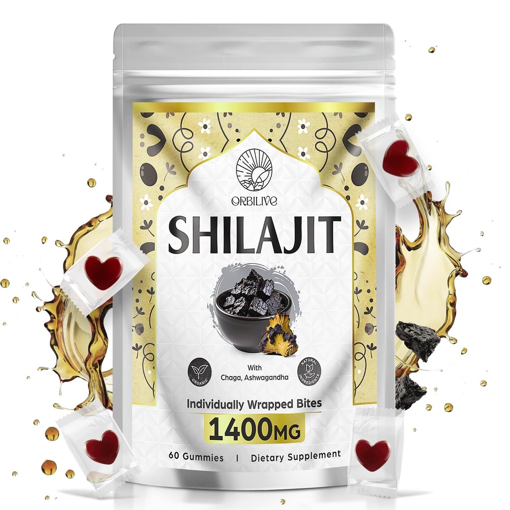 1400 MG Shilajit Gummies, Shilajit 순수한 Himalayan 유기 Gummies와 Ashwagandha, Himalayan shilajit 남성, 85 + Trace 무기물 & Fulvic 산, 개별적으로 감싸인, 설탕 자유로운, 60의 조사