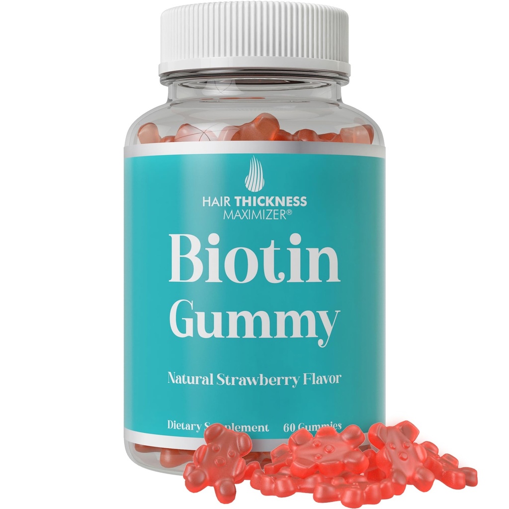 여성과 남성을 위한 머리 성장을 위한 매우 고강도 Biotin Gummies. 젤라틴 자유로운, 더 강한 머리 피부와 못을 위한 Vegan Biotin 10000mcg Chewables. 좋은 맛 딸기 맛 Gummy