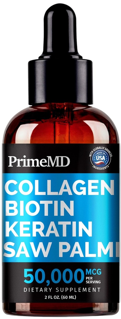 여성용 액체 콜라겐 펩타이드 - Biotin Vitamin, Hydrolyzed Keratin Protein 및 Saw Palmetto - 모발, 피부, 손톱 웰빙을위한 종합적인 공식 - 2fl oz (Pack of 1)