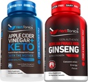 Herbtonics Apple Cider Vinegar 캡슐 플러스 Keto BHB | 여성 및 남성을위한 지방 버너 및 체중 감소 보충교재 - 고강도 Ginseng Korean Red Panax Extract - 남성 및 여성을위한 성능 지원