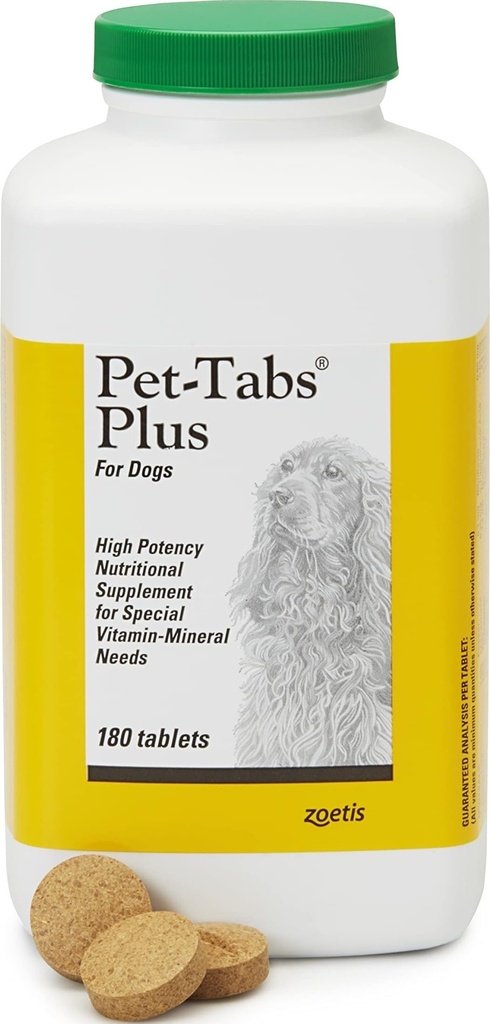 Pet-Tabs Plus Multivitamin 및 특수 영양 요구, Chewable 정제, 180 카운트 병이있는 개를위한 미네랄 보충