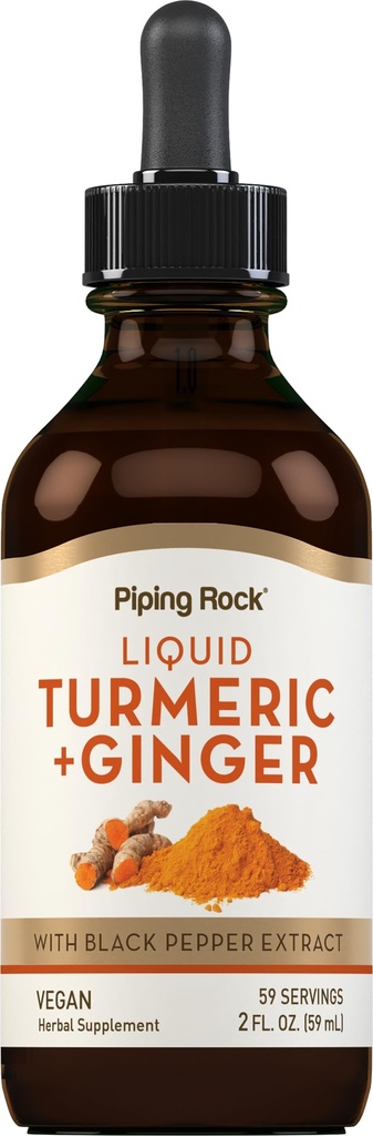 배관 바위 심황과 생강 액체 낙하 | 2 Fl Oz | 블랙퍼추출물과 Tincture Supplement | Vegan, Non-GMO, 글루텐 무료