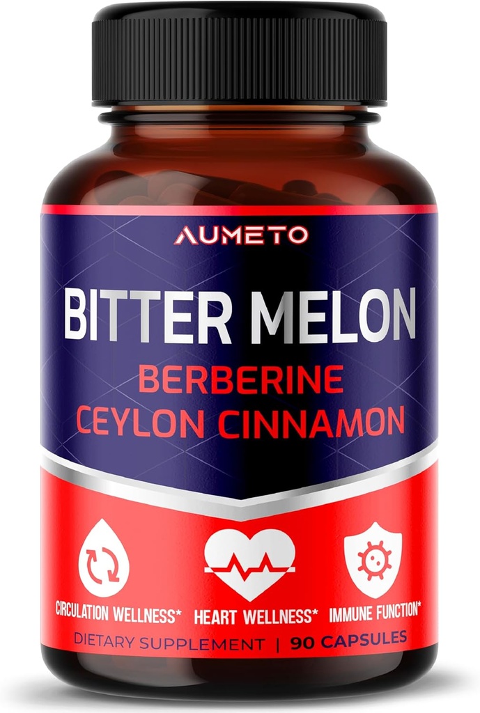 Bitter Melon 캡슐 - 순환 웰빙과 면역 기능을 위해 Berberine Ceylon Cinnamon로 강화 (90 개)