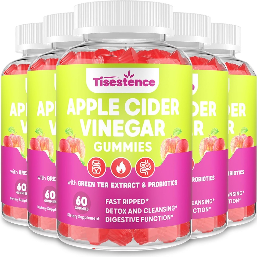 어머니 애플 아이더 Vinegar Gummies, Keto ACV Gummies 2000MG - Cleanse & Detox Diet, 녹차, 라즈베리, B12 및 Metabolism & Digestive Health, 팩 5