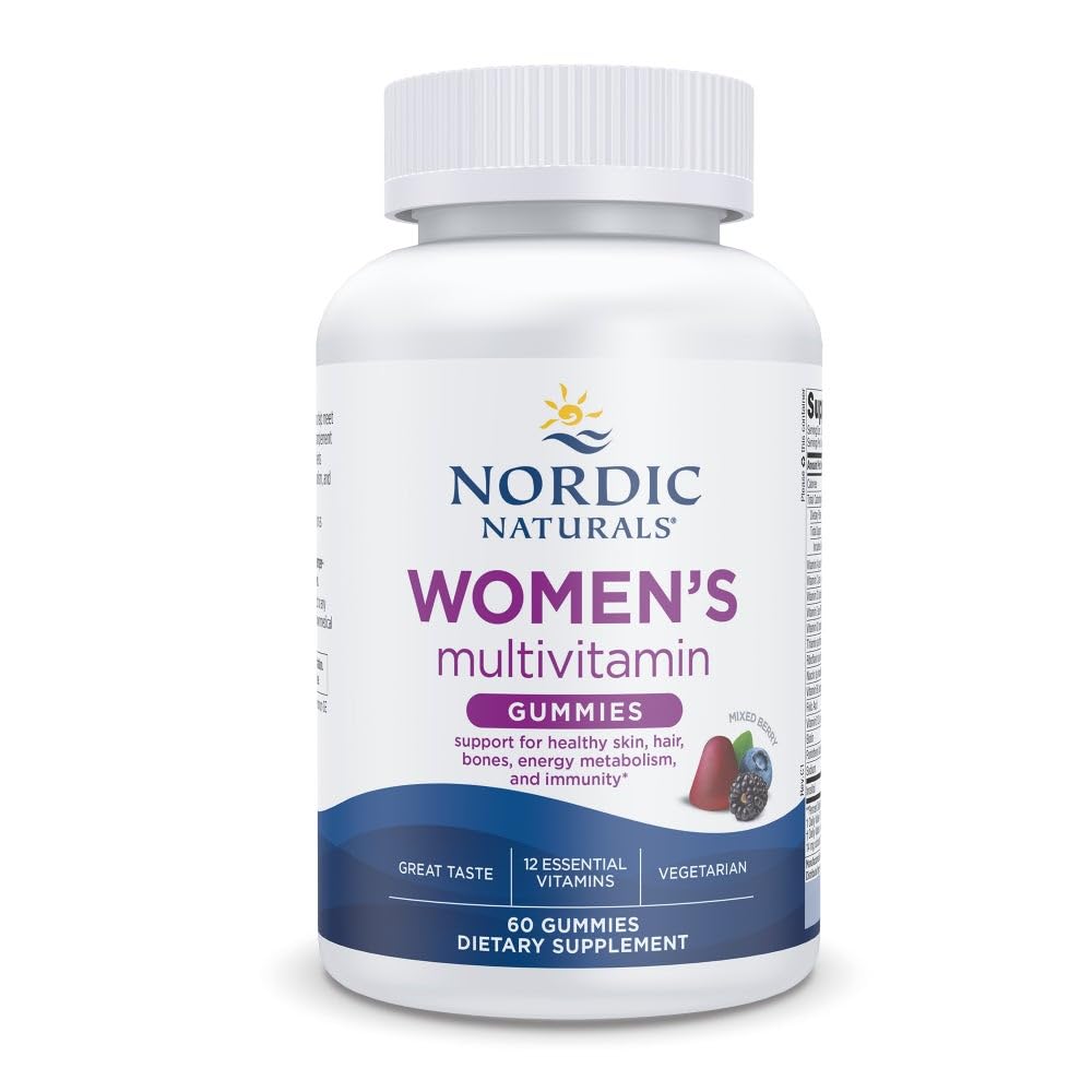 Nordic Naturals Women's Multivitamin Gummies, 혼합 Berry - 60 Gummies - 건강한 피부, 머리, 뼈, 에너지 및 면역성이 지원 - Non-GMO, 채식주의자 - 30 서빙