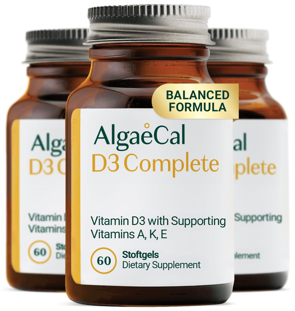 ALGAECAL 4-in-1 비타민 D3 K2 Complete - ADK 비타민 보충, D3 K2, A, & E를 가진 강화된 면역 지원 & 뼈 건강 - 전체적인 몸 웰니스 & 뼈 힘, 60 쉬운 용해 Softgels