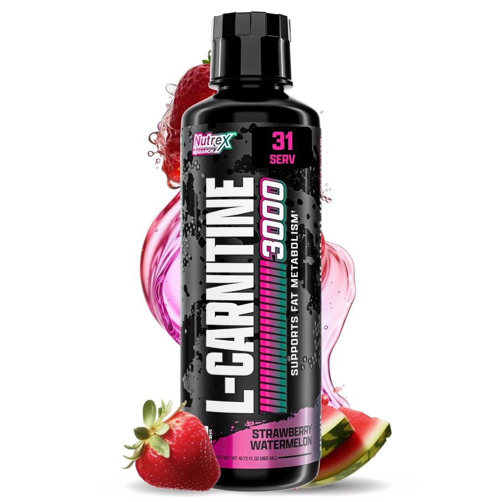 Nutrex 연구 액체 카르니틴 3000 | (Strawberry Watermelon) | 프리미엄 L 카르니틴 액체, 자극제 무료 31 인