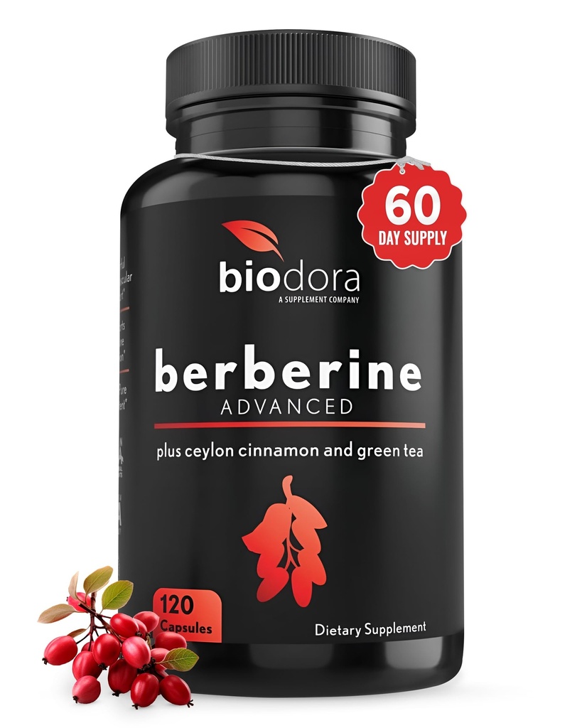 1200mg Berberine - 100mg Ceylon Cinnamon 및 100mg 녹차 추출물 - 복용량 당 1400mg -120 캡슐 - 60 일 공급 - 면역력과 심장 혈관 지원