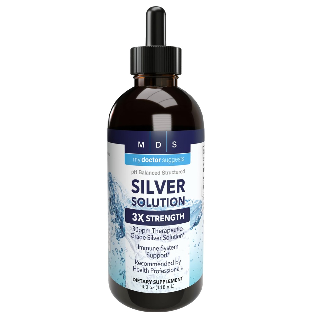 Alkaline Structured Silver Liquid 30ppm - 고급 면역 지원 액체 드롭 - 추가 강도 콜로이드 실버 미네랄 보충제 - 미국에서 제조 (4 oz)