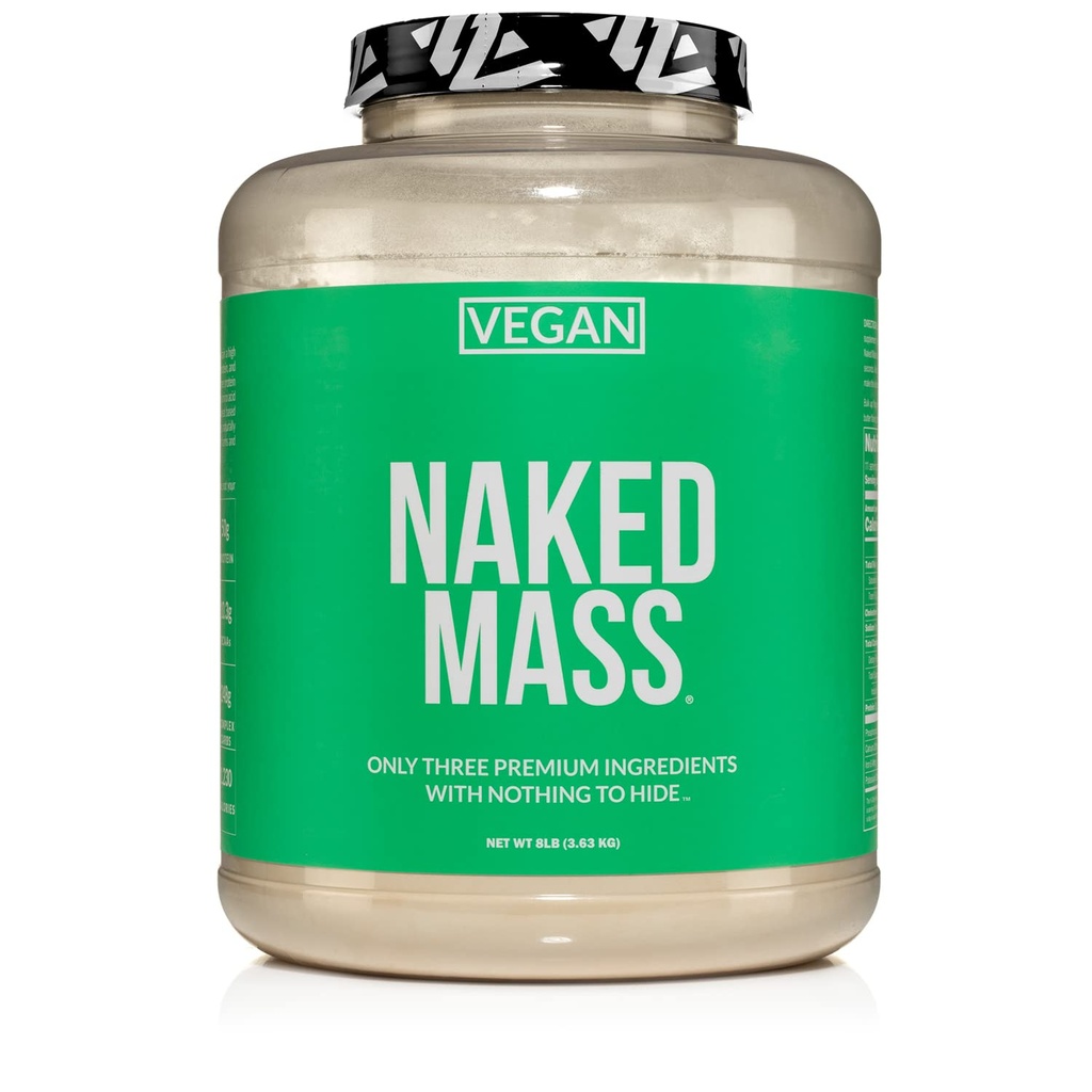 NAKED Vegan Mass - 자연 채식 체중 증가 단백질 분말 - 1,230 칼로리, 비 GMO, 콩 & 글루텐 무료, 인공 성분 없음 - 8LB 대량 - 11 서빙