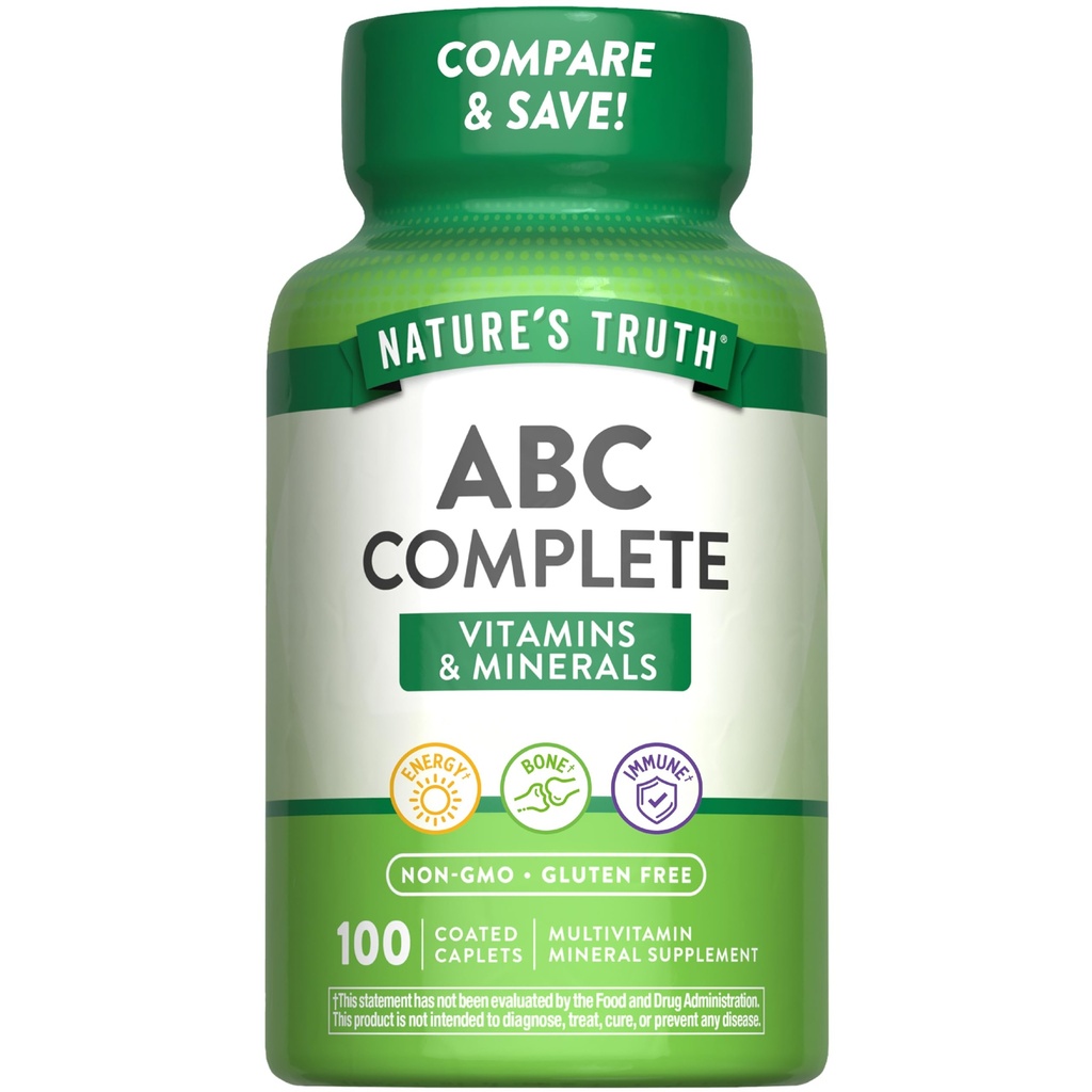 자연의 진실 성인 ABC 남자와 여자를 위한 완전한 Multivitamin | 100개의 모자 | Non-GMO & 글루텐 무료