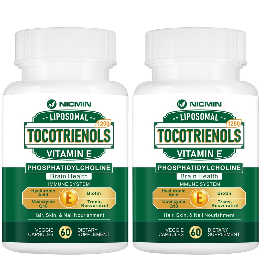 1200MG 비타민 E Tocotrienols Liposomal Tocotrienols는 Phosphatidylcholine, 95% 델타 tocotrienols 및 5% 감마 토코 트리엔올, 심장, 뇌 기능 120 캡슐을 위한 높은 흡수를 가진 보충교재를 보충합니다