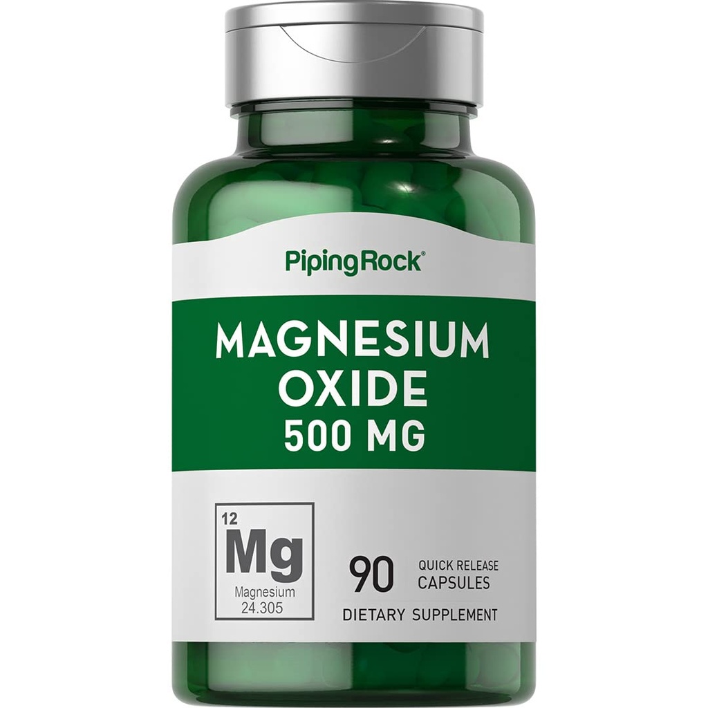 배관 바위 마그네슘 산화물 500mg 캡슐 | 90 개 | Non-GMO, 글루텐 무료 보충