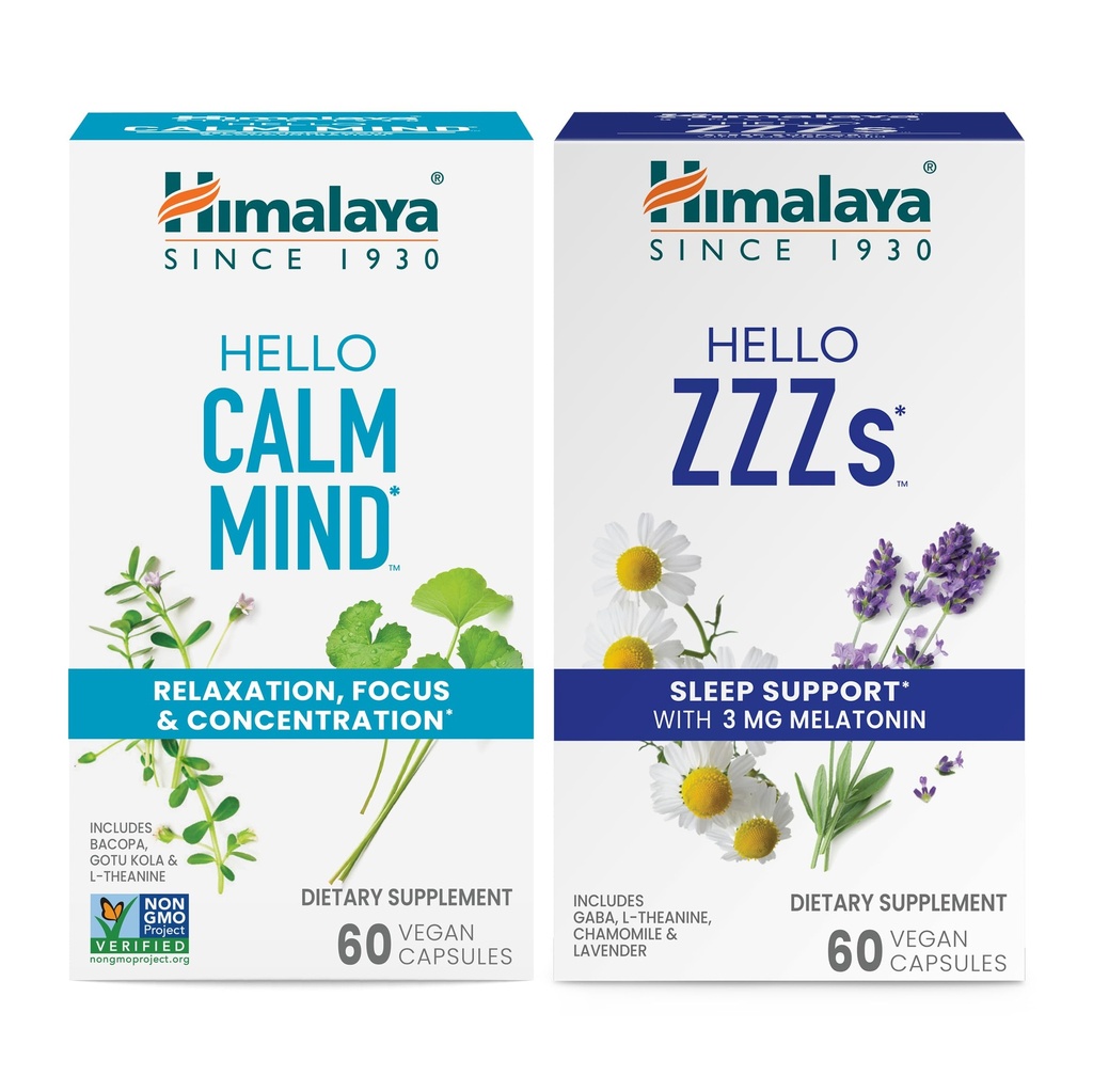 Relaxation, Focus 및 Concentration & Hello ZZZs with Melatonin with Sleep Support, 60 캡슐 각각 - 번들