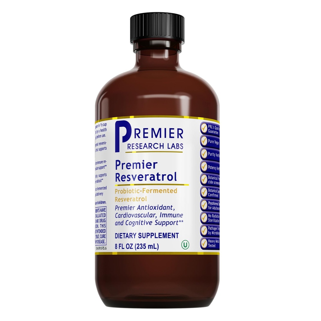 Premier Research Labs Resveratrol - Resveratrol 액체 보충, 트랜스 Resveratrol, 심장 건강 및 혈액 흐름, 노후화 지원, 티 스푼 당 180 mg - 8 Fl Oz